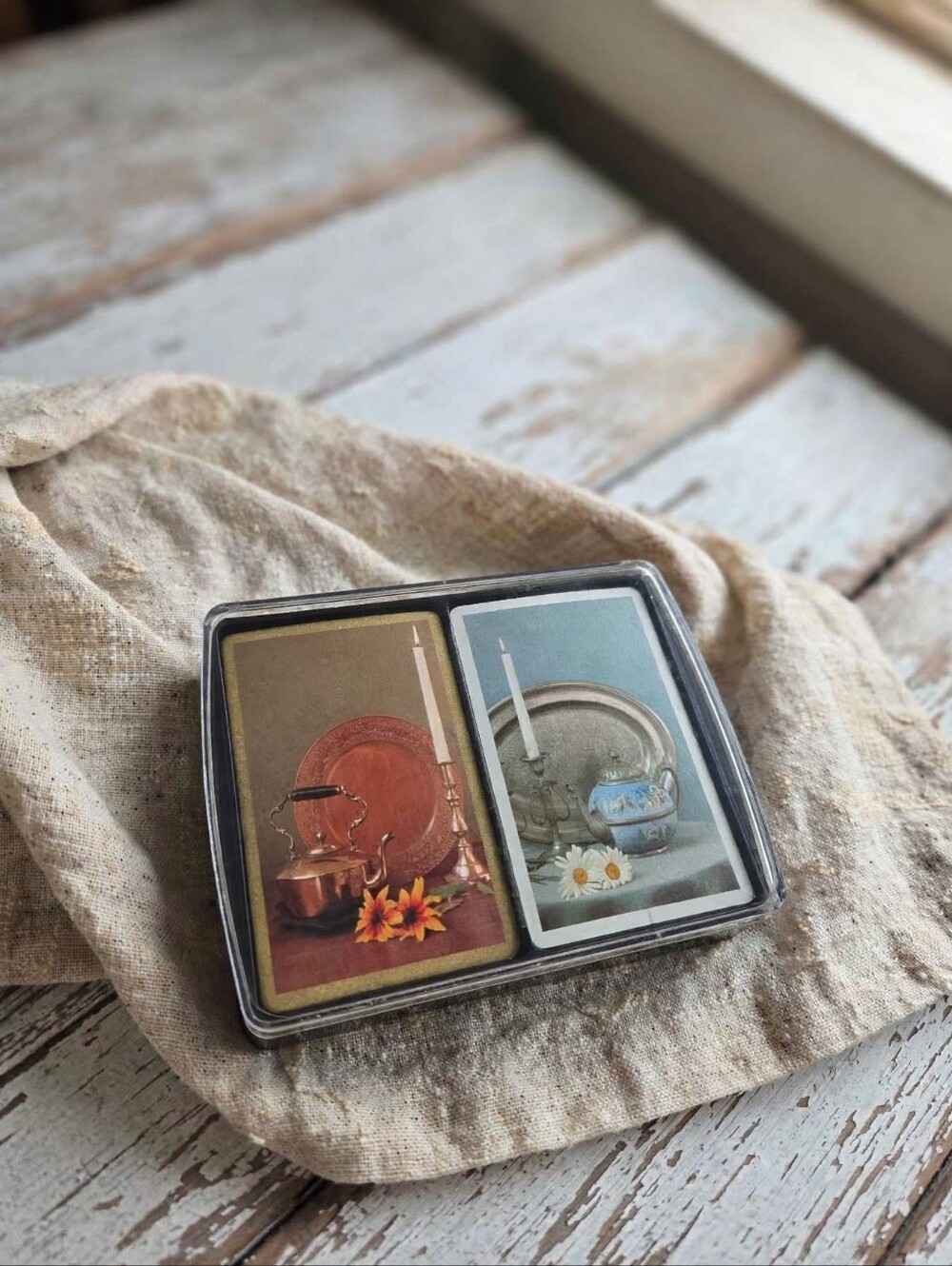 Vintage 70s Floral Still Life Playing Cards